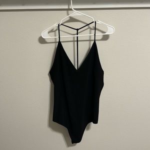 Express black t back bodysuit. Never worn. Size large thong panty.